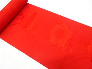 アンティーク　花模様織り出し　八寸帯地反物